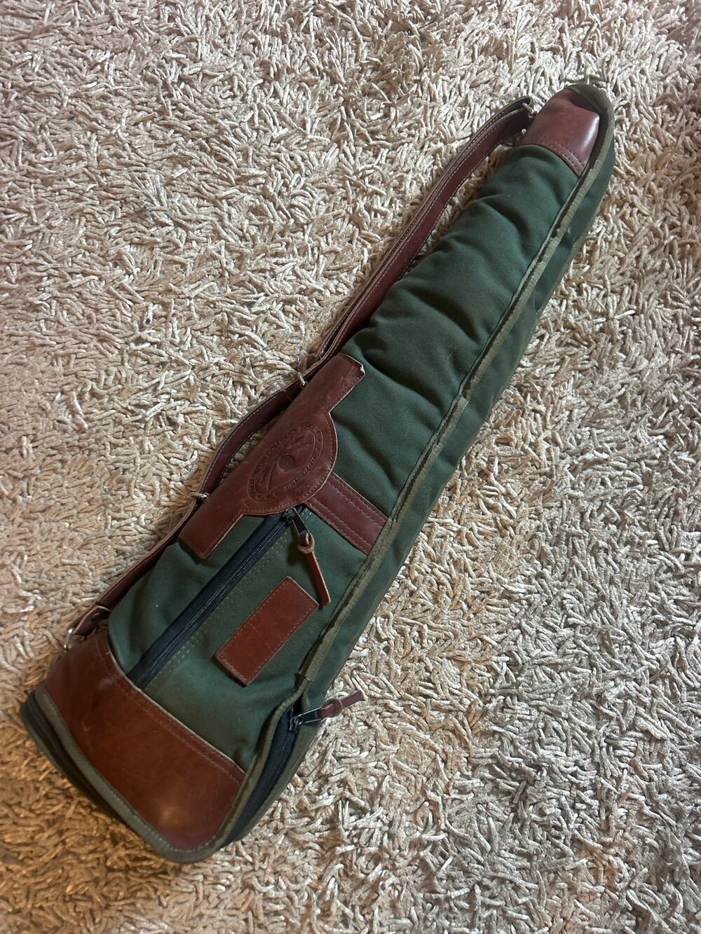 Vintage ORVIS Battenkill Leather and Canvas Over Under Rifle Case Gun Fleece